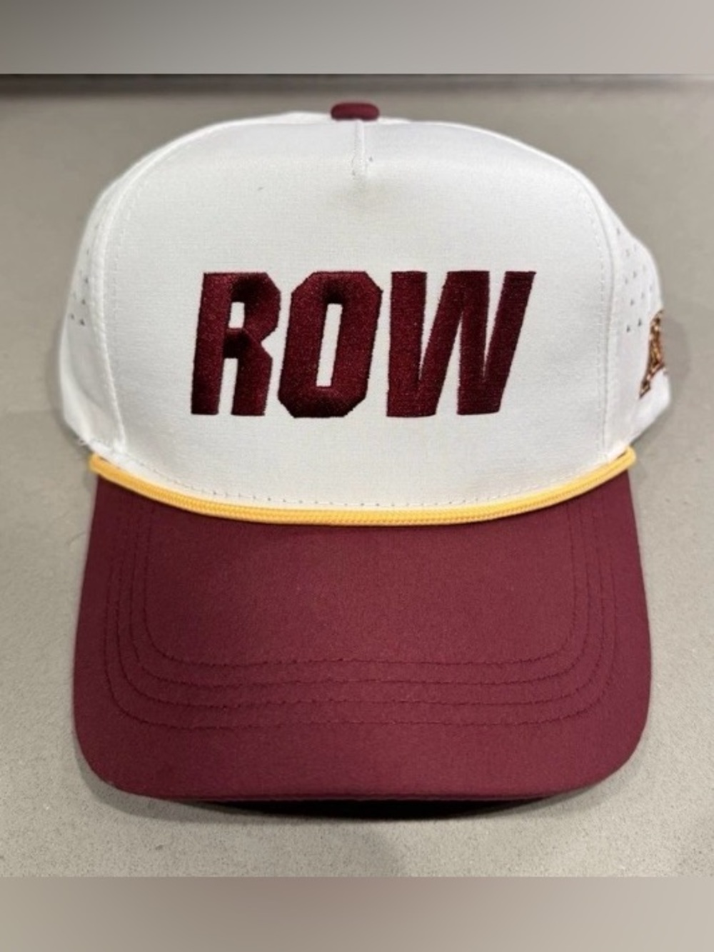ROW Embroidered Two-Tone Trucker Cap - White & Maroon
